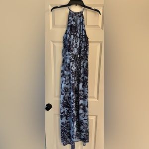 Haltered blue floral maxi dress from The Loft